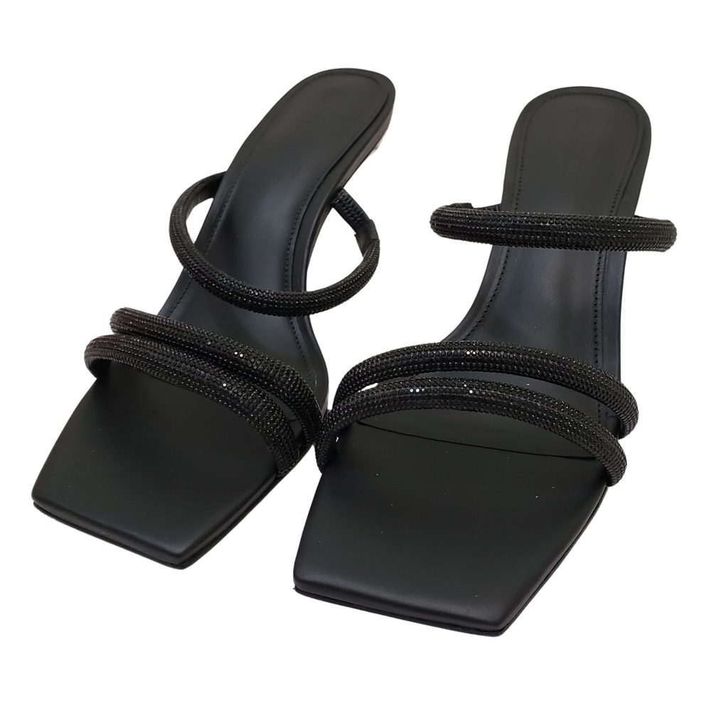 Cult Gaia Anya Square Toe Sandal Heels Women 7.5 Black NIB